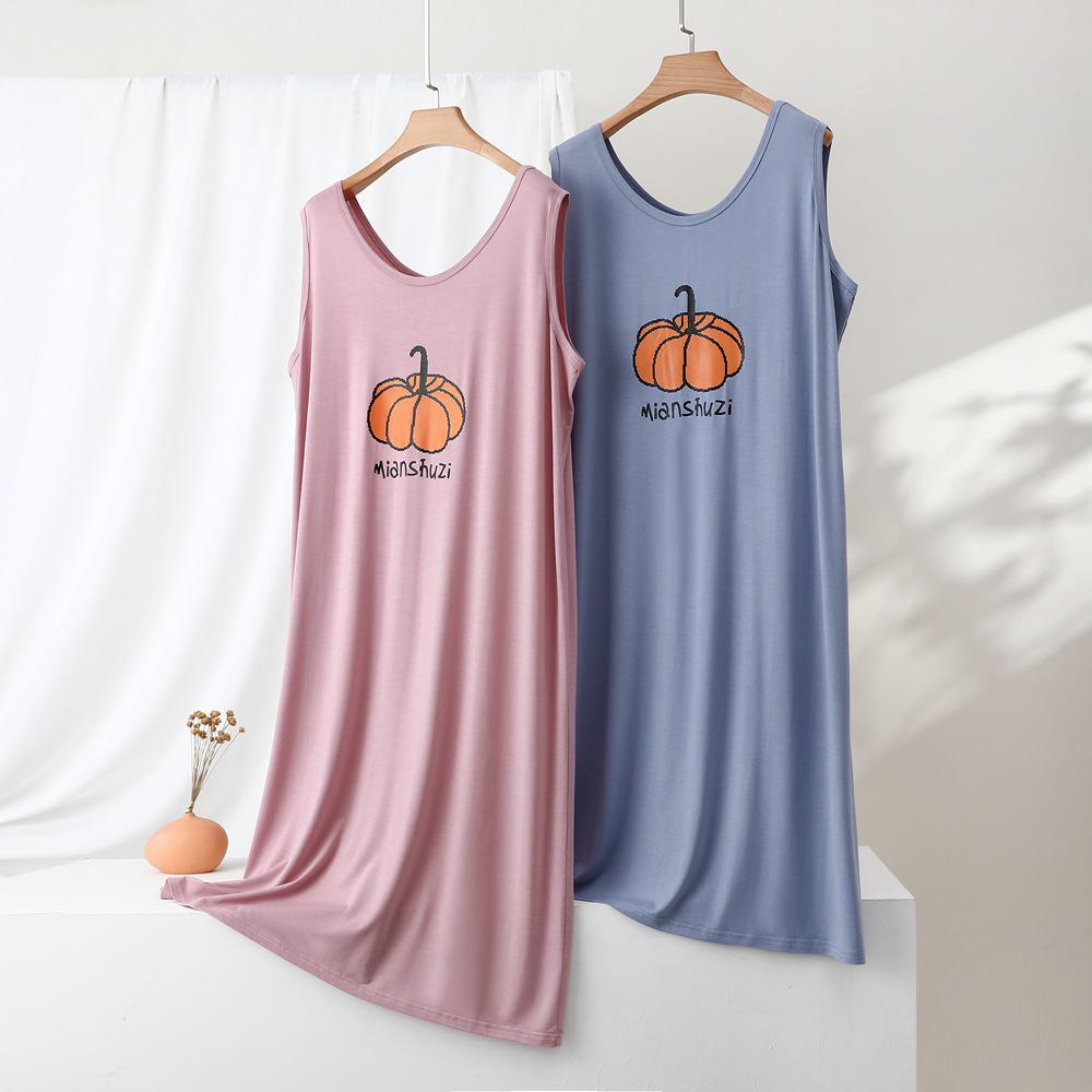2026 Women's Summer Sleeveless Pajama Dress: Loose, Plus-Size, Printed Loungewear for Home or Outdoor Wear.