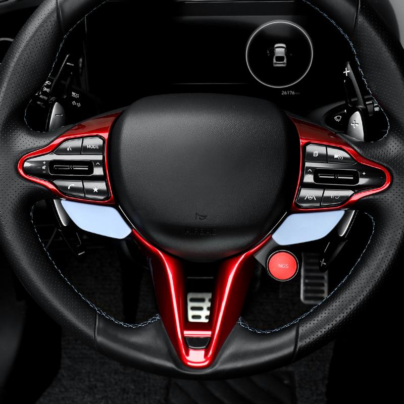 Für Hyundai Veloster JS N 2019-2023 i30 N /CN7 N 2024 2025 Auto Lenkrad Knopf Rahmen Kinn Dekoration Abdeckung Zierleiste