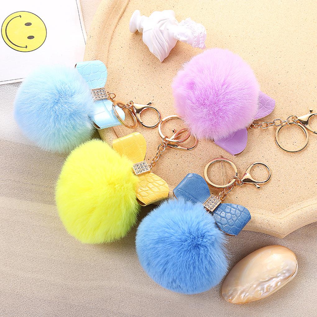 Cute Hairball Keychain PU Decoration Keyring Handbag Waist Pendant Key Chain Ornament Gifts Ring Decorative Accessory