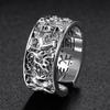Stereoscopic Embossed Design Zodiac Mens Rings Retro Opening Adjustable Wide Ring New   Manly Handsome Banquet Jewelry