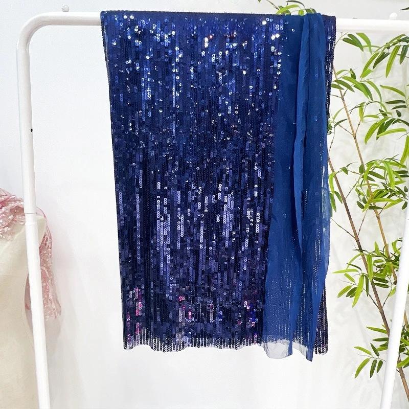 Wide 125cm Lolita Style Embroidered Beaded Chiffon Dress Fabric with Pleats DIY Sewing Women Clothes Skirts Dresses Handmade