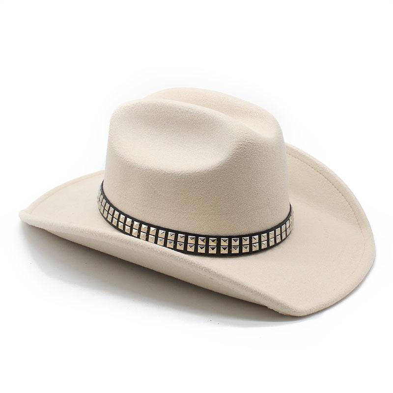 Western Cowboyhut Herren Lässiger Vielseitiger Retro Beige Wollzylinder Damen Bühnen Jazzhut