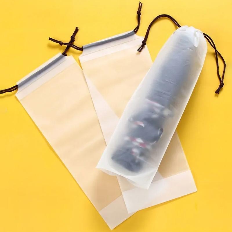 Úložná taška na deštník Průsvitný plast Vodotěsný Ochrana proti nečistotám Obal na deštník Opakovaně použitelné Přenosné Stahovací sáčky Domácí skladování
