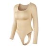 Nahtloser Square Neck Langarm Tummy Control Po-Lifting Taillenraffender Bodysuit Formwäsche