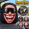Funny Face Print Car Seat Cover Double Sided Car Pillowcase New Car Seat Headrest  Universal