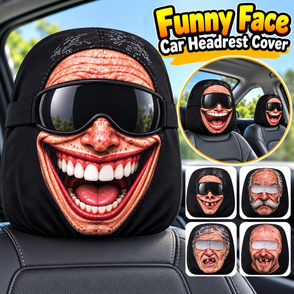 Funny Face Print Car Seat Cover Double Sided Car Pillowcase New Car Seat Headrest Universal