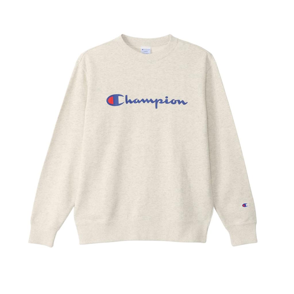 Champion Oatmeal Crew Neck Long Script Size S Men's Sweatshirt, Sleeve, Fleece, Logo, (C8-W043Z)