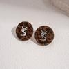 European and American coffee color geometric resin earrings, personalized versatile niche temperament earrings, light luxury high-end earrings, women