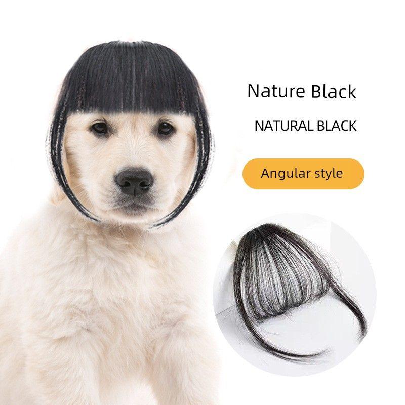 

Кошачий парик с двумя хвостиками Головной убор Милый щенок Собачий головной убор Забавные аксессуары Шляпа для кроссдрессинга Товары для питомцев Air bangs [can be cut]]