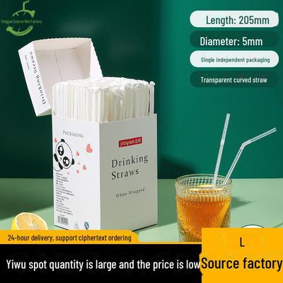Transparent Disposable Straws with Independent Paper Packaging for Kids and Pregnant Women - Milk Tea and Elbow Hose Options.