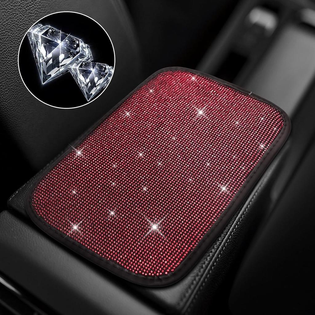 Car Center Console Cover, 12" × 8.66" Diamond Auto Center Console Protectiv Red