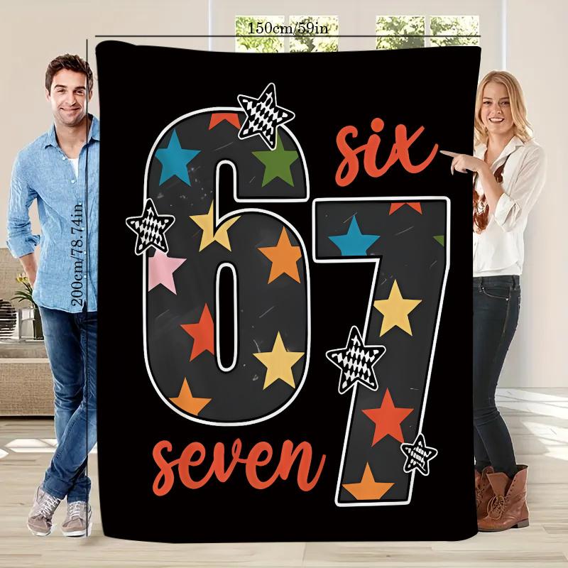 

Theme printed wool blanket in size 67, suitable for all seasons, suitable for naps, camping, traveling vehicle use and as a gift 75x90cm