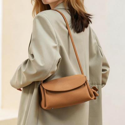 Cowhide Small Square Bag, Genuine Leather Mobile Phone Bag, Small Satchel, Simple, Fashionable and Versatile, High-end Design, Niche Messenger Bag