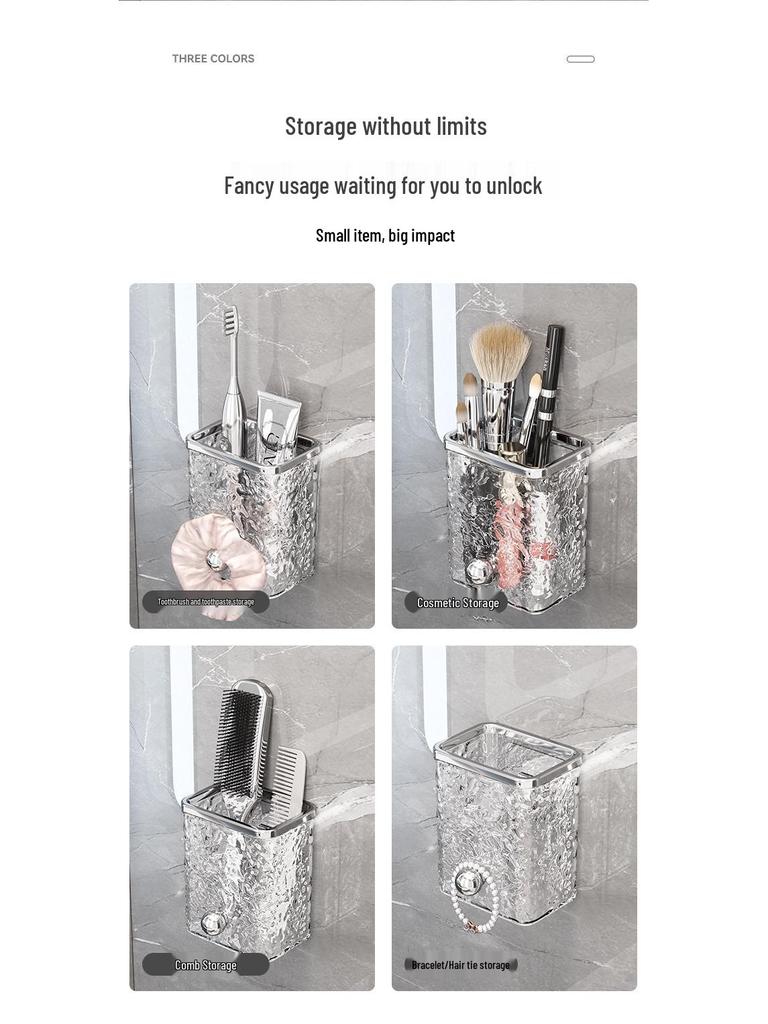 Wall-Mounted Punch-Free Bathroom Storage Shelf for Washcloths & Cosmetics