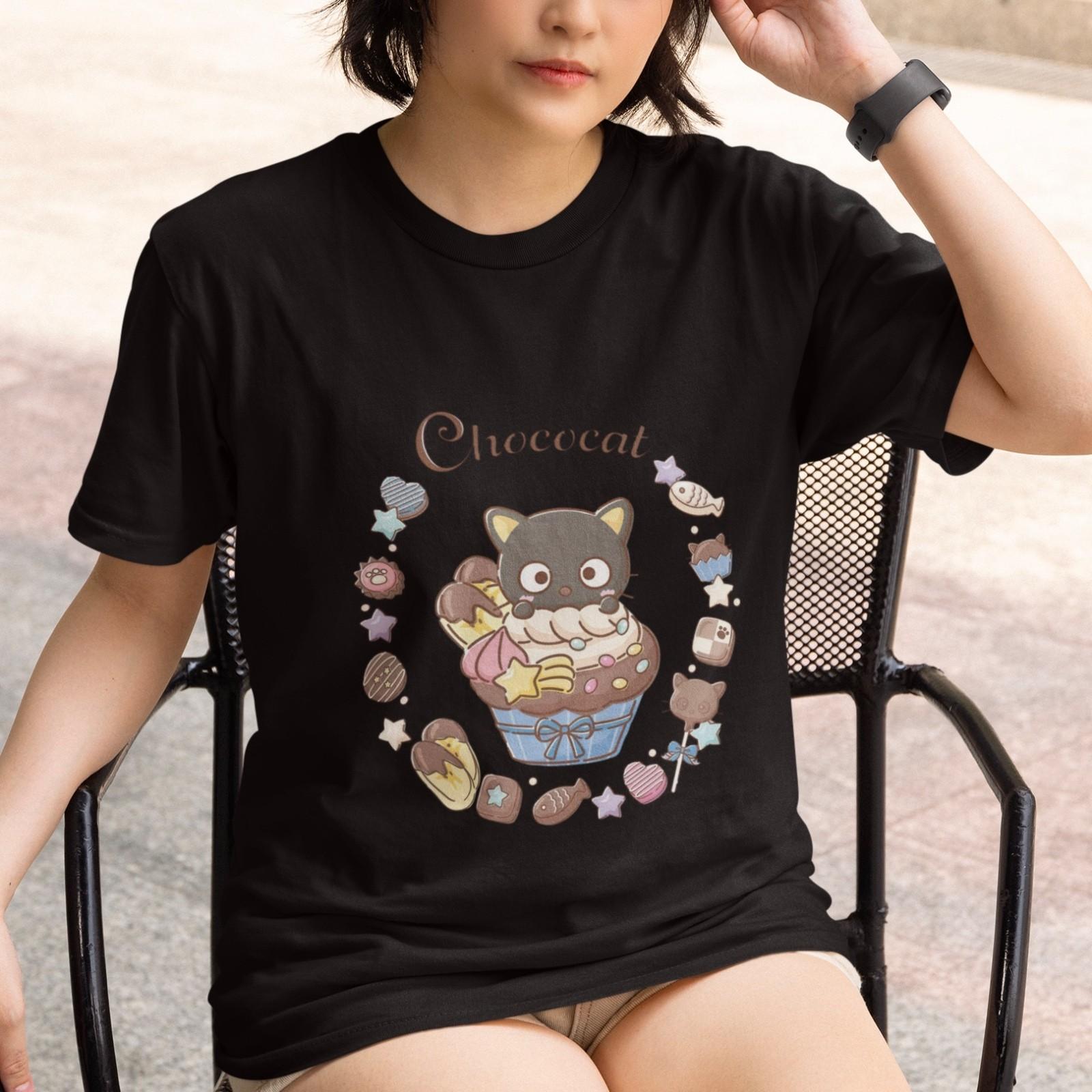 Chococat Sanrio T-Shirt Cute Kawaii Chocolate Cat Graphic Tee Unisex Casual Top L
