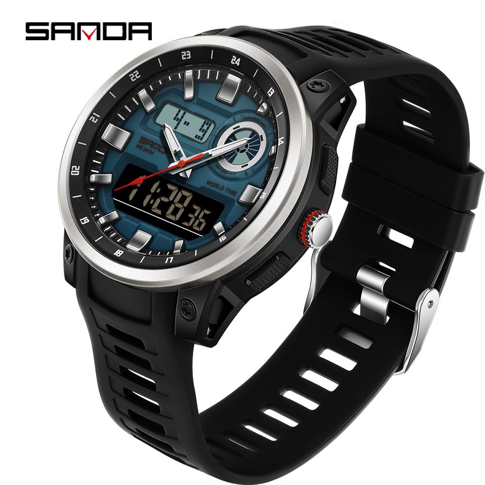 

Модный бренд Спортивные электронные часы для мужчин Наружные Аналоговые Цифровые Мужские часы Люминесцентные Водонепроницаемые Подсветка Наручные часы чёрный