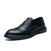 Men's 2025 Spring/Autumn British Style Brogue Leather Shoes: Pointed Toe, Large Size, Casual & Formal Wear, Breathable Design.