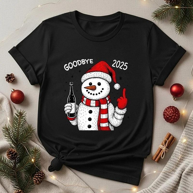 Goodbye 2025 Happy New Year Tshirt New Year Party 2026 Celebration Short sleeved Womens Tshirt S