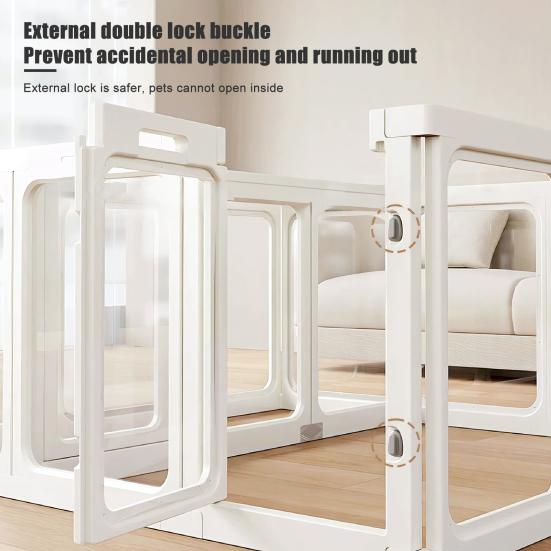 Hunde-Laufstall für den Innenbereich mit Saugnäpfen, Werkzeuglose Montage Tierzaun, 125x85x60cm Zwinger