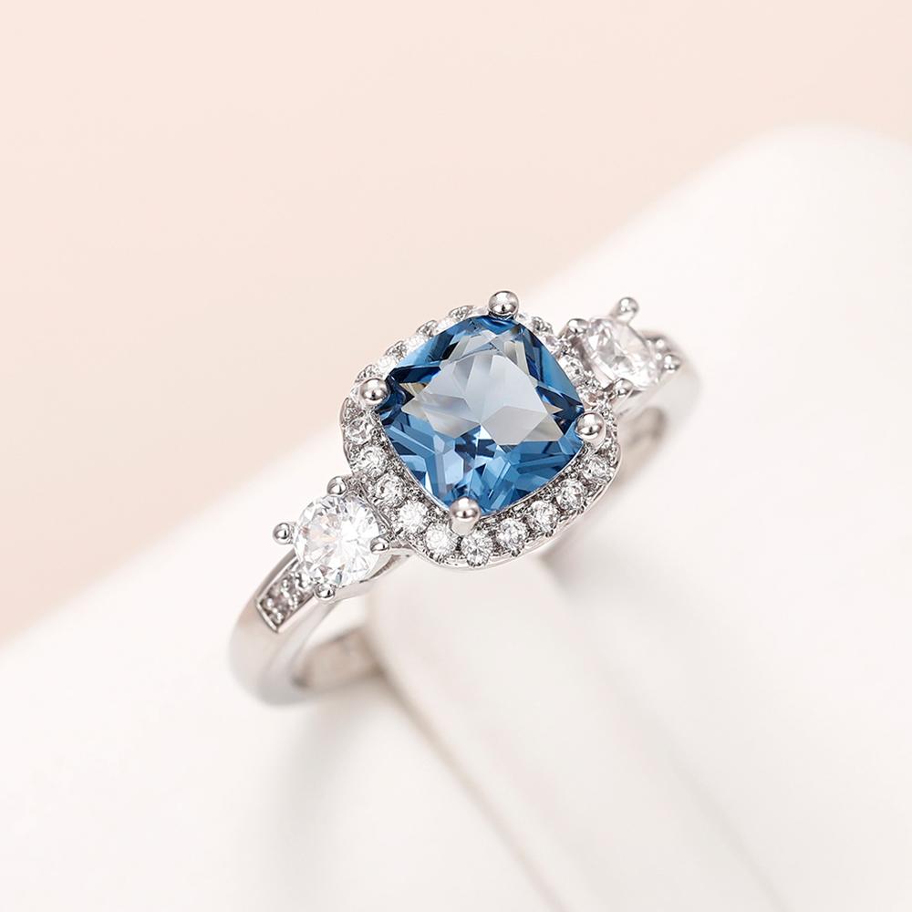 New Unique Blue Cubic Zirconia Rings 2022 Temperament Luxury Engagement Wedding Bands Women's Rings Anniversary Party Jewelry