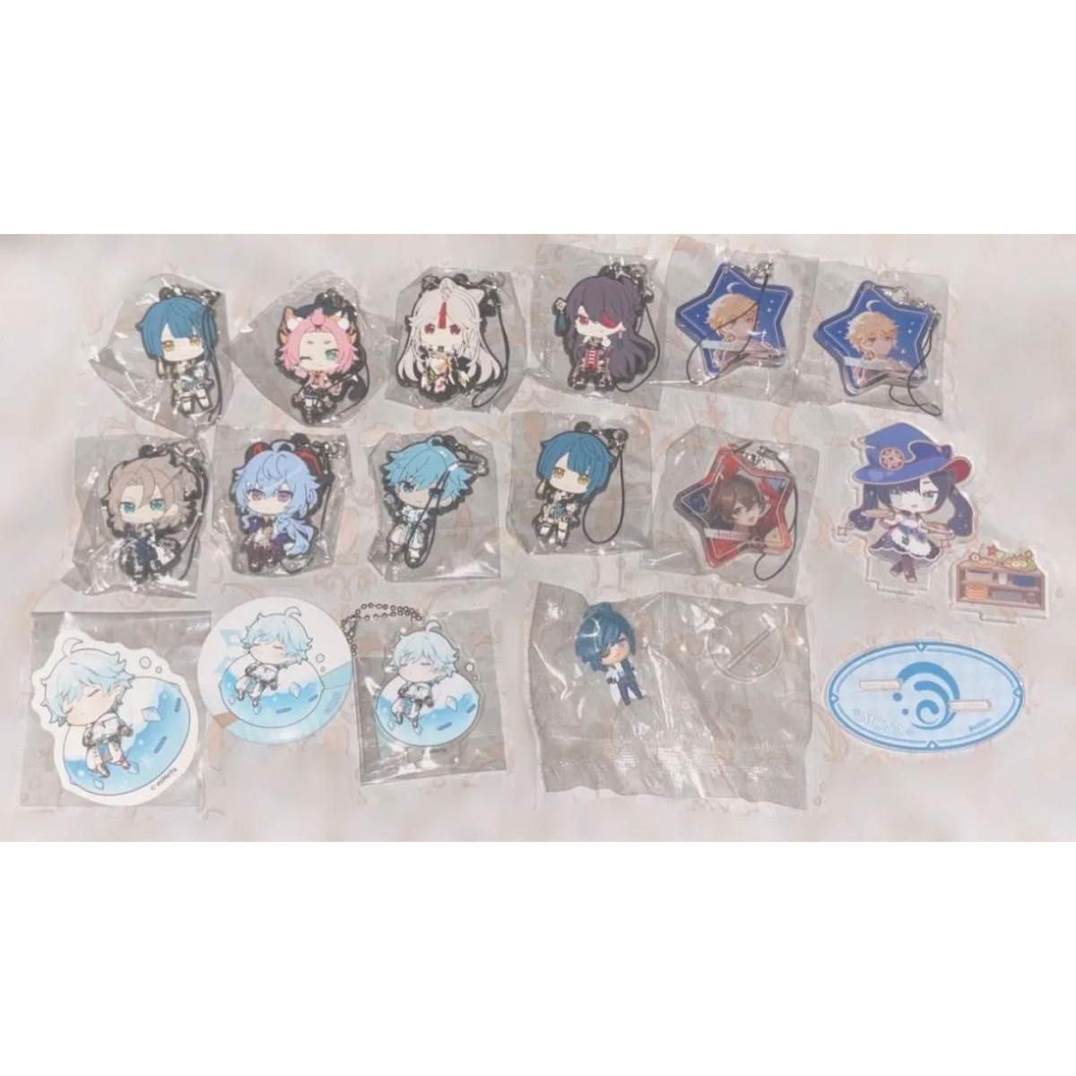 Used Genshin Acrylic Strap Rubber Strap Mini Figure Can Badge Sticker Mini Acrylic Stand Bulk Sale
