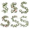 Guirlanda de Flores de Rosa Artificiais Resistente a UV Vinha de Flores Falsas Realistas com Folhas Verdes Decoração de Rattan de Floração Simulada Pendurada para Festa de Casamento