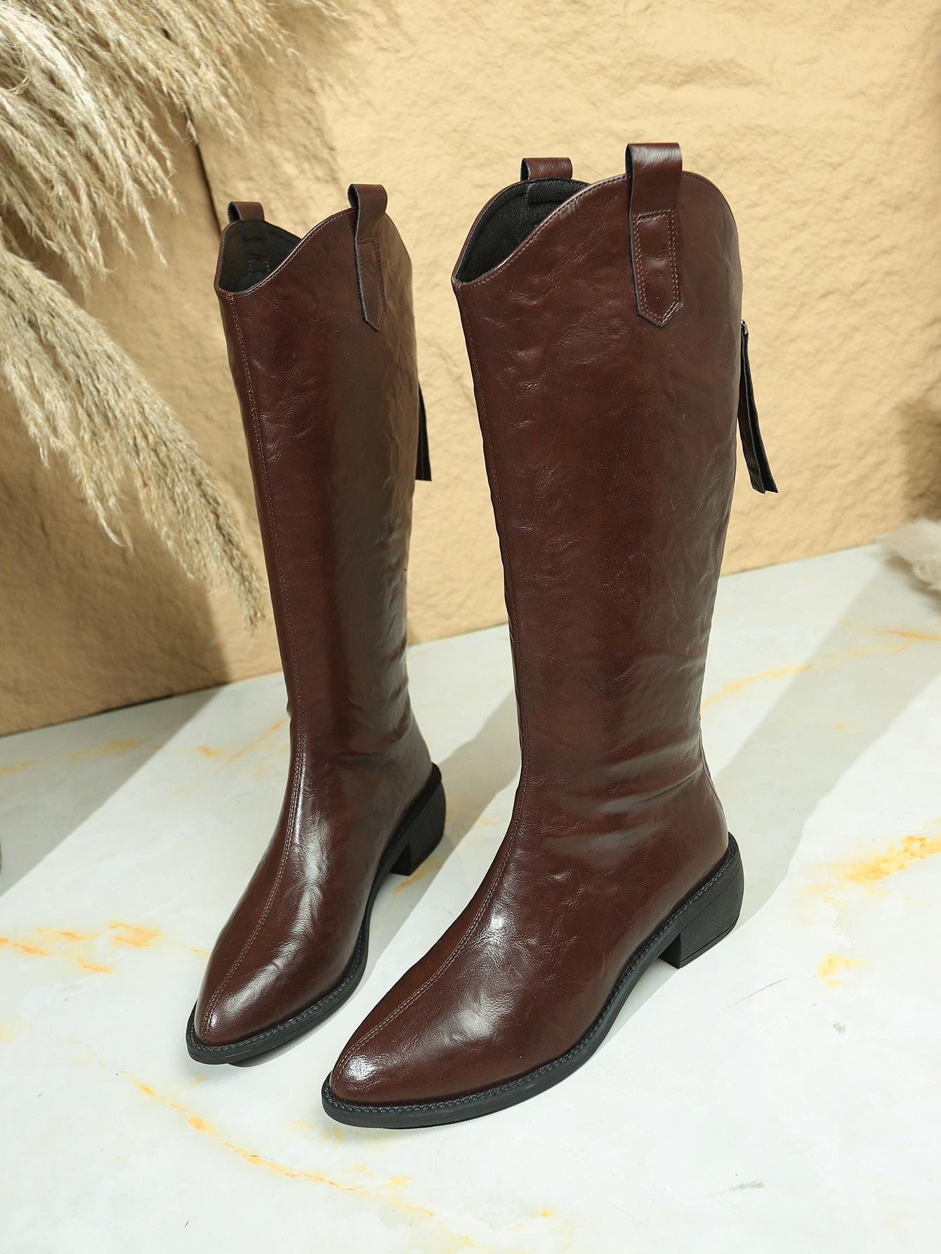 

Цяо Фэйфэй указала ботфорты до колена новый толстый каблук коричневый V-образный вырез большой обхват голенища тонкие и полные мм ботинки 43 коричневый