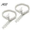 Curtain Tiebacks for Gauze Curtains Deer Head Tieback, Faux Pearl Beaded Stretch Holder, Rental Friendly Holders Adjustable Holdback Bedroom