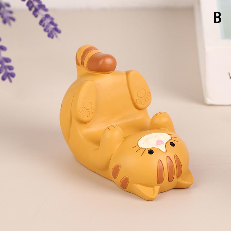 1Pc Japan Style Glasses Mobile Phone Holder Stationery Desktop Cat Decoration Collectible Home Decor Resin Craft Ornaments