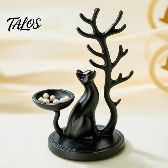 Decorative Trinket Tray Cute Cat Tree Branch Jewelry Organizer, 3D Printed Earring Bracelet Hair Bedroom Dresser Decor Tie Storage Holder, Display