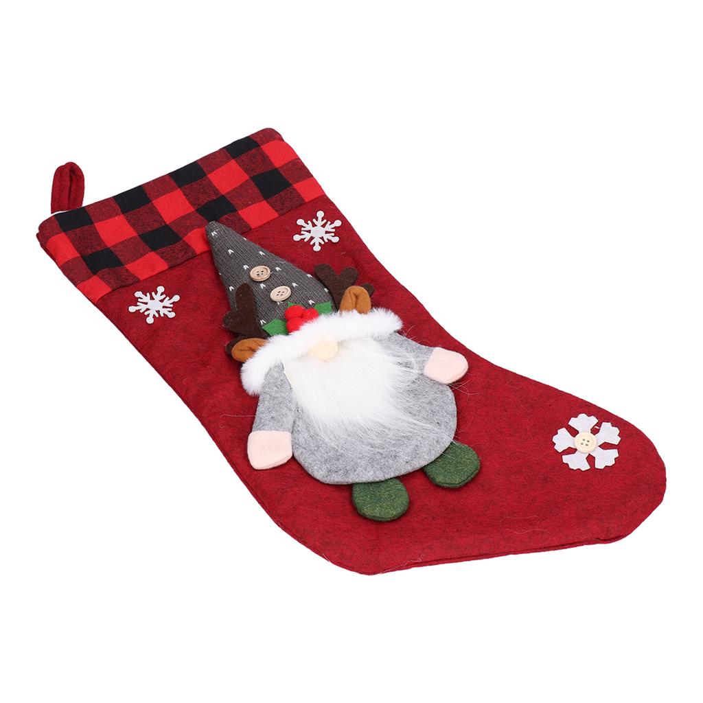 Christmas Stocking with Faceless Doll Decor Home Shop Party Xmas Tree Gift Bag Ornament PendantRed