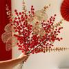Winterberry Red Berries Artificial Flower Arrangement - New Year Housewarming Decoration for Living Room Ornaments