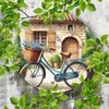 Latta Metallica Vintage Floreale Segno Rotondo Bicicletta Decorazione Murale Rustica Retrò