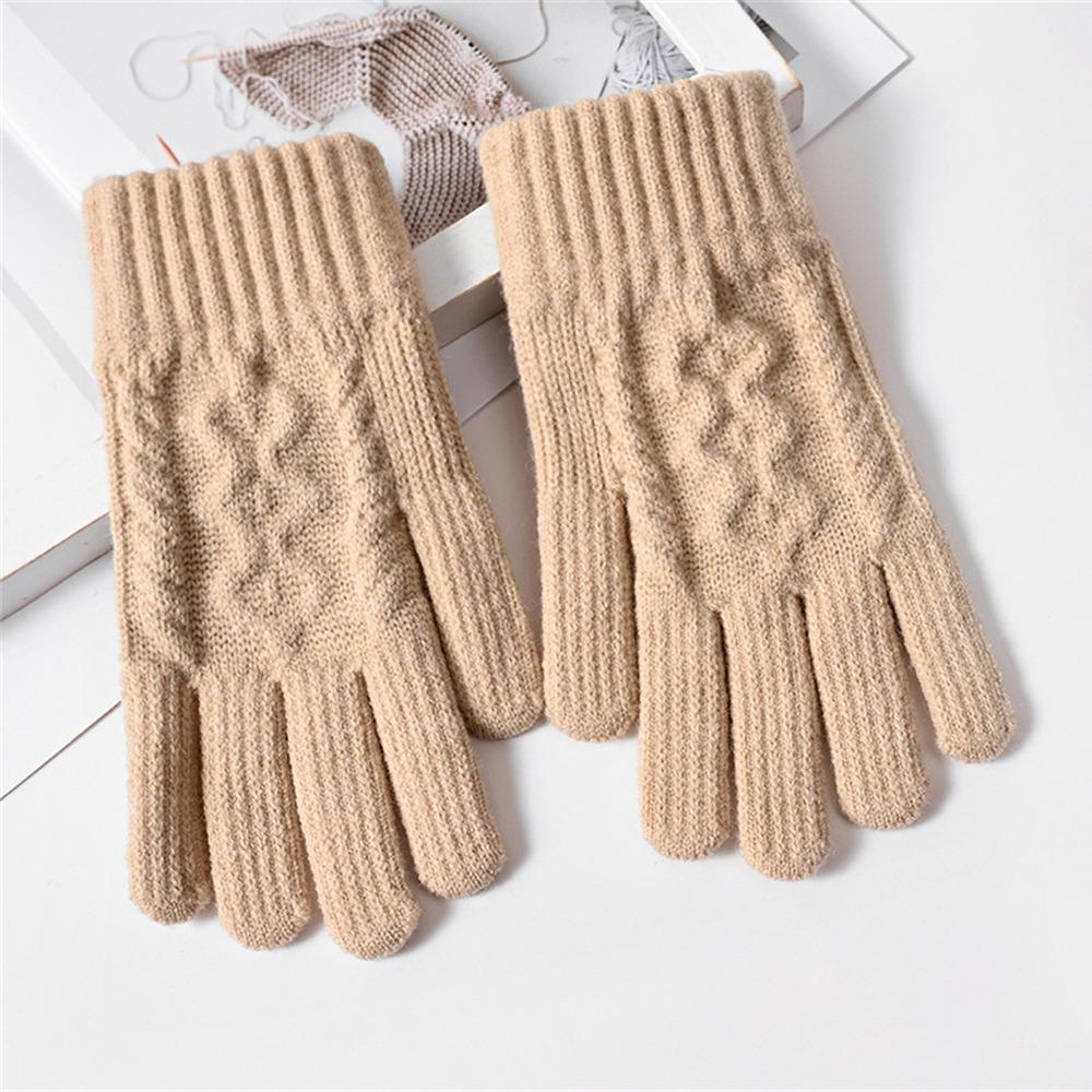 Touch Screen Warm Gloves Thicken All Finger Gloves Daily Knitted Mittens  for Autumn Winter