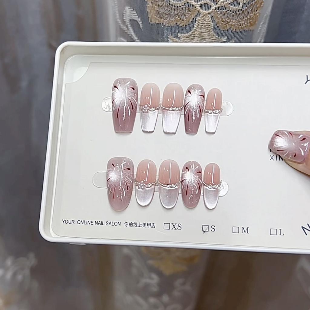 Hand-made Armor Purple Smoke Cat Eye Fireworks Blush Pure Sweet Temperament Whitening Nail Patch