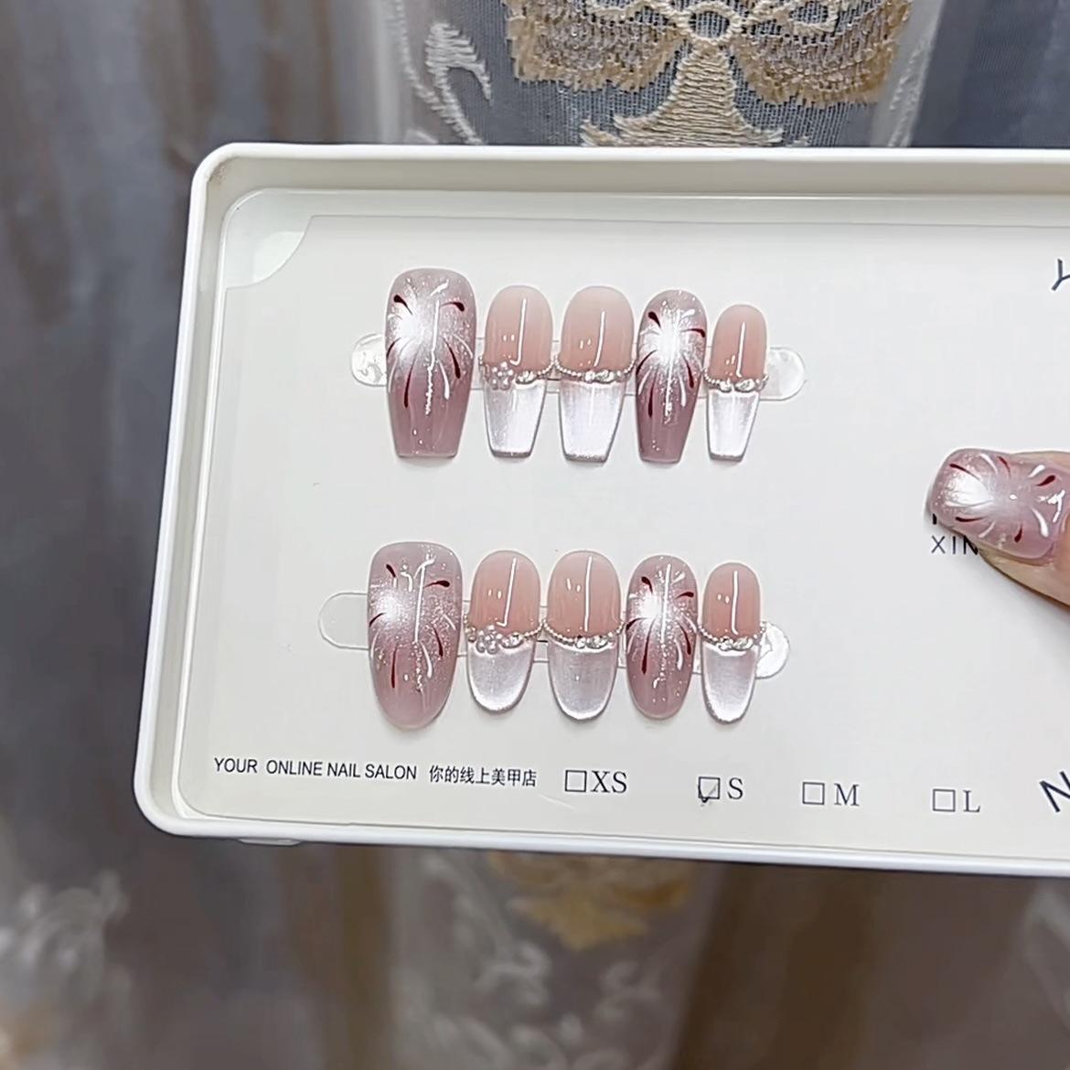 

Ручной работы Броня Пурпурный Дым Кошачий глаз Фейерверк Румяна Чистый Сладкий Темперамент Отбеливающий Наклейка для ногтей large L