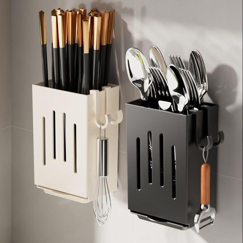 

Настенный держатель для кухонных принадлежностей: Палочки для еды, ножи, ложки и корзина-органайзер