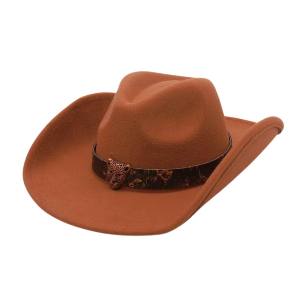 European, American And Western Felt Hats Cross-Border Amazon Hot-Selling Leopard Print Cowboy Hats Woolen Top Hats Jazz Hats Men'S And Women'S Hats