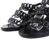Great HERMES Sandals Romanzo Chaine d'Ancre ankle strap black leather Women 37 Used