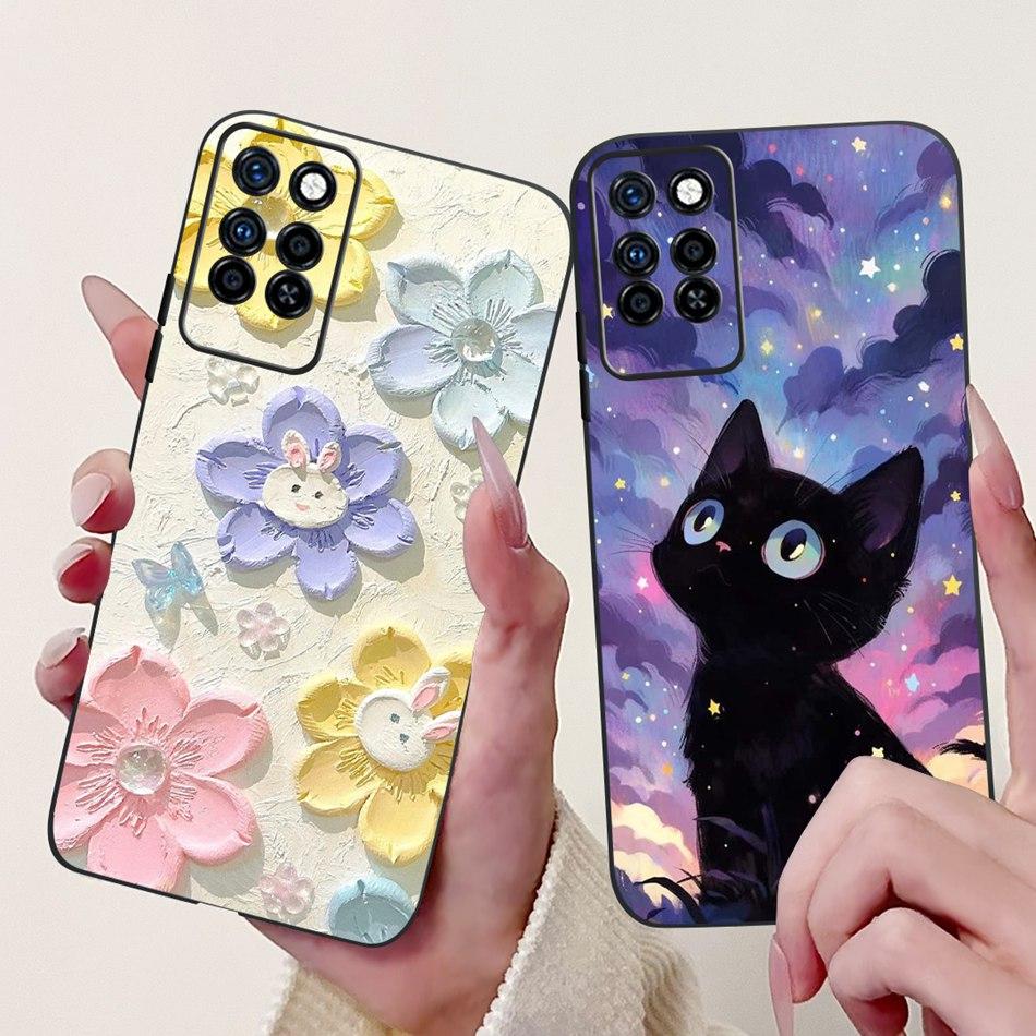 For Infinix Note 10 Pro Note10 Elegant Butterfly Cat Printed Phone Case For Infinix Note 10 10Pro NFC Black Silicone Soft Cases