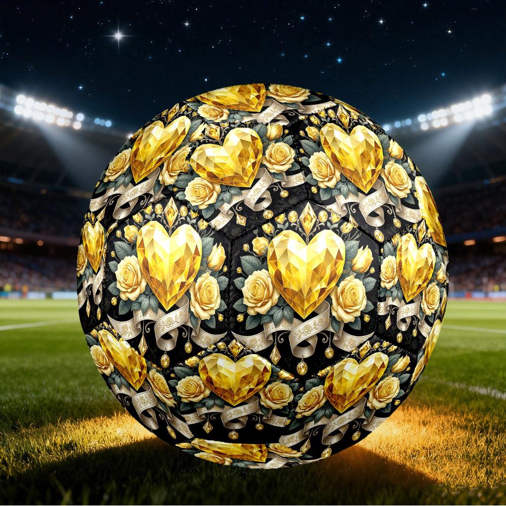 1pc Golden Heart Roses Size 5 Soccer Ball Professional Match Training Football Indoor &Outdoor Sports Ball Training Ball Lightweight Durable y19