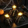 Spooky Home Decor Halloween Skeleton Hand Candle Light Gothic Creepy Skull Hands Fake LED Decorative Props for Festival Table Centerpiece Entryway,