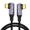 USB C Fast Charging Data Cable 90 Degree Type-C Data Cord PD 240W 48V 5A High-Speed for iPhone 15 USB Type-C Mobile Phone Cords