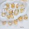 15Pcs Gold Color Bow Pearl Ring Set For Women Irregular Lava Texture Chunky Bow Knot Pearl Inlaid Finger Ring Trendy Jewelry New