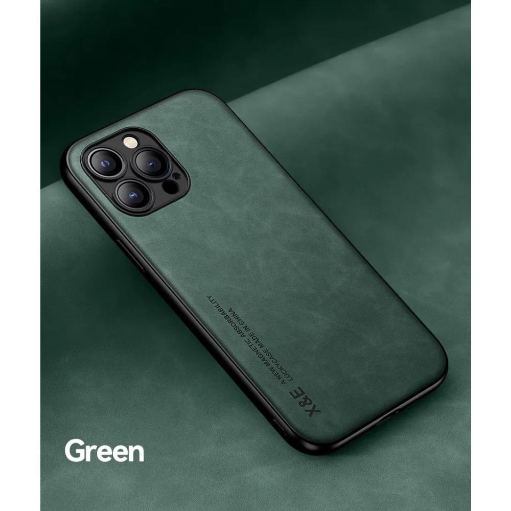 Eingebaute magnetische Autohülle für iPhone 15 Pro Max 14 Plus 13 12 Mini 11 Schutzhülle Halter Schutz Telefon Texturiert Business Vollschutz