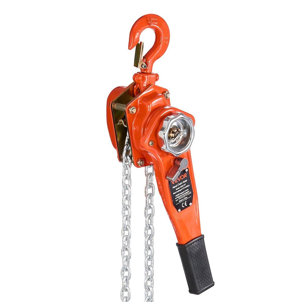 Manual Lever Chain Hoist, 3/4T 750KG Capacity Heavy Duty Come Along, 3M Lift G80 Alloy Steel Chain With Dual Pawl Mechanical Brake, 360° Rotating