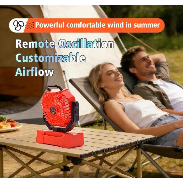 20000mAh Rechargeable Remote Control Camping Fan | Portable Outdoor Tent Fan with Hook and Light