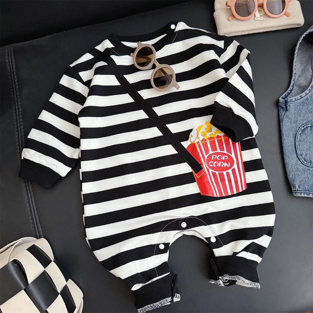 

Lebinjia Модный черно-белый полосатый детский ромпер в корейском стиле для мальчиков и девочек #80 (6-10 months, 20 lbs)