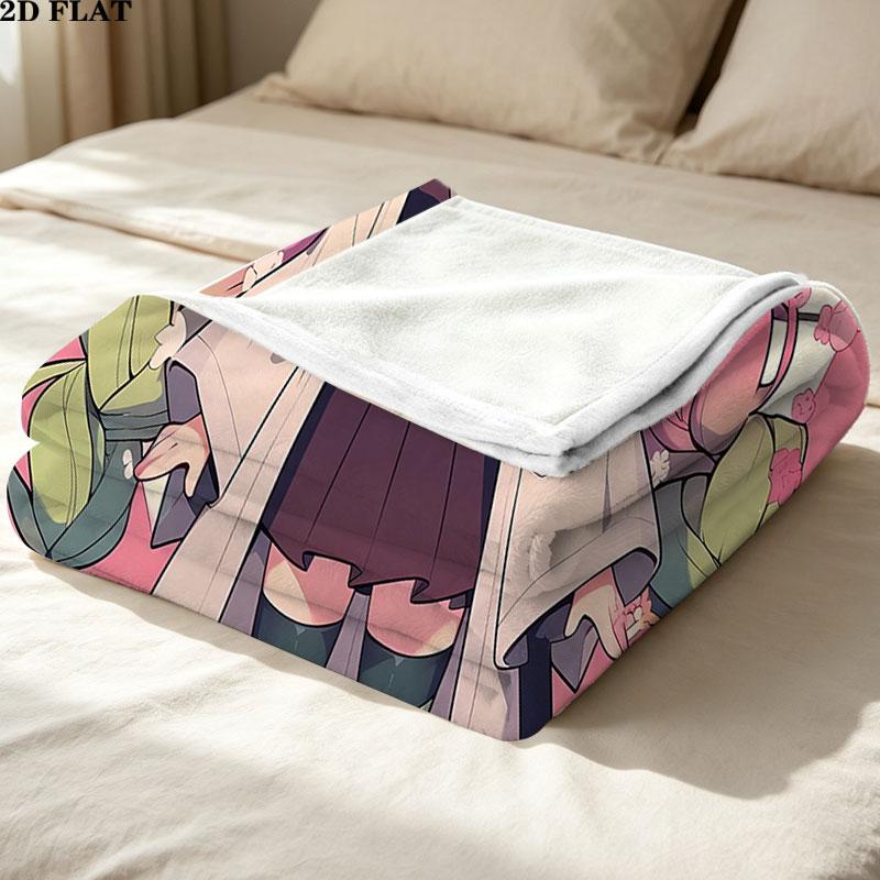 1PC Demon Slayer Patterned Flannel Blanket Suitable For All Seasons For Home Decor Warmth And Comfort Gifts Holiday Present