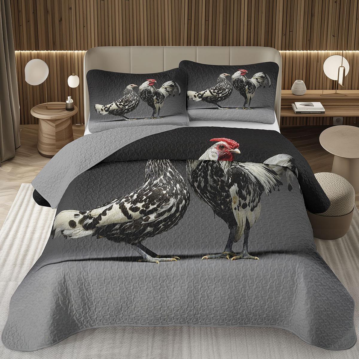 

Rustic Farm Chicken Quilted Bedspread Rooster Hen Queen Bedding Set Farmhouse Animal Cock Coverlet Set For Kids Child Boys Girls EU Single 135x200cm